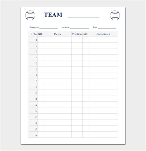 16 FREE Baseball Lineup Templates (Word & PDF).